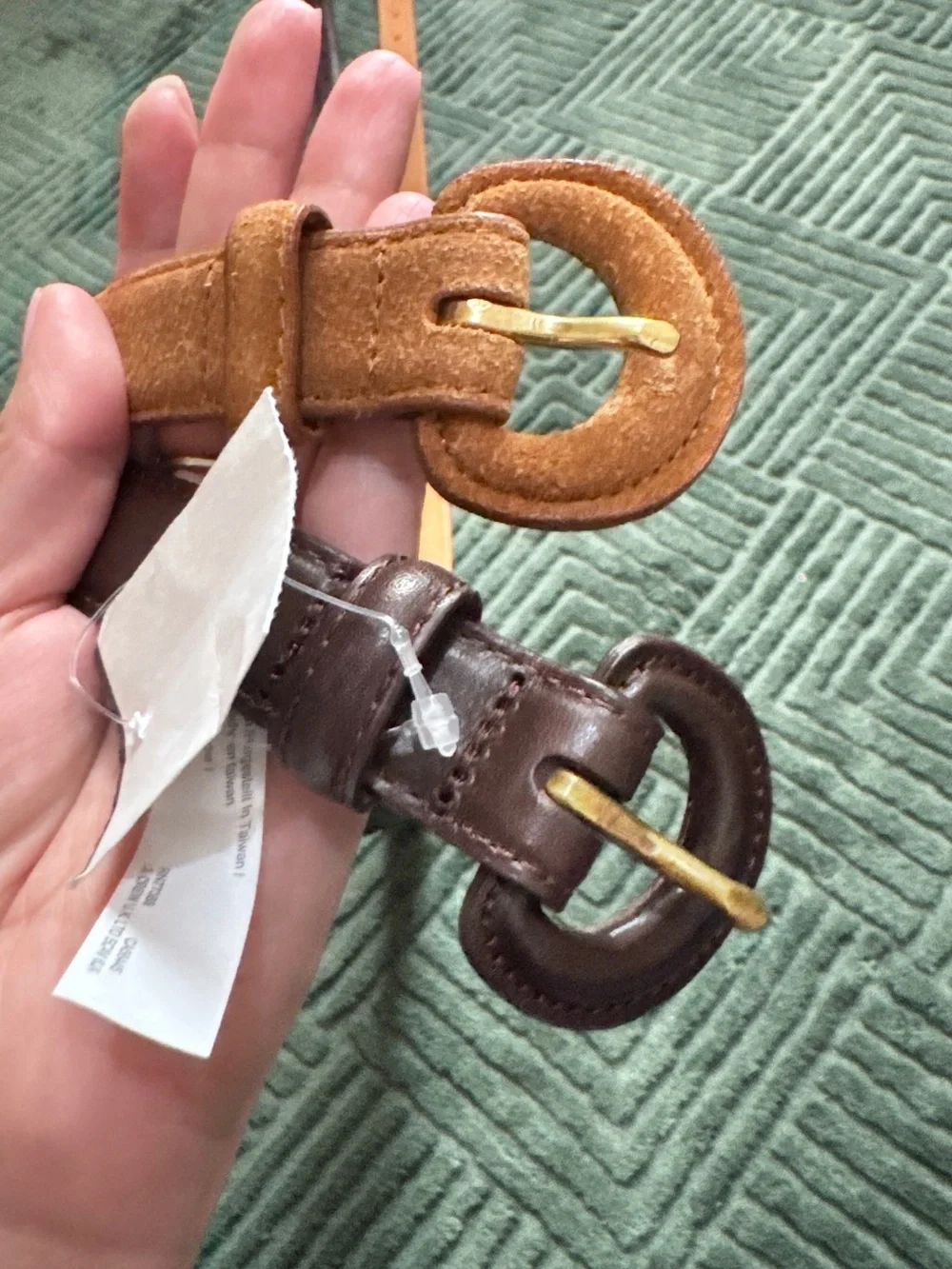 Madewell Double Belt Set — Plum Leather & Rust Suede